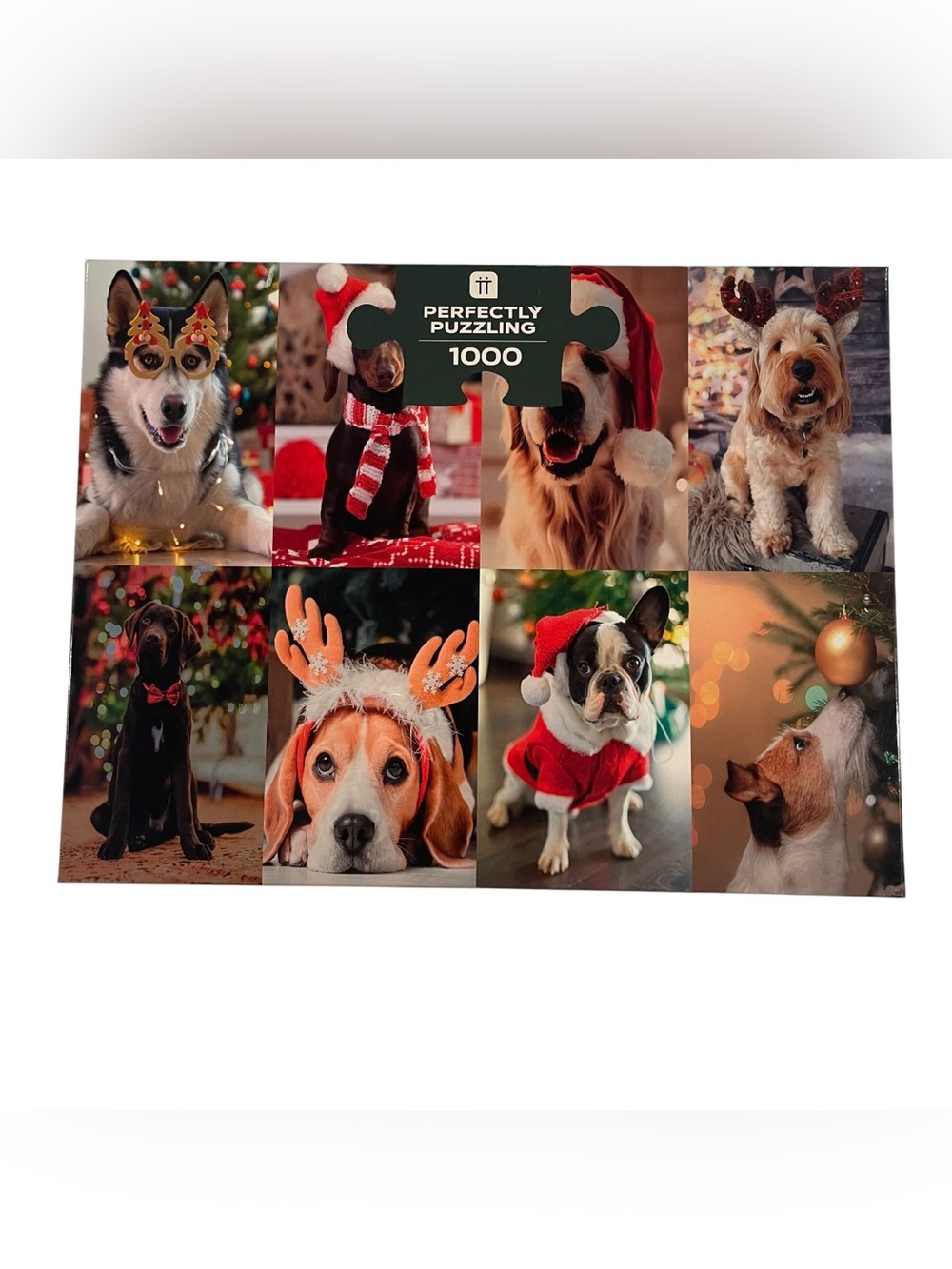 Christmas Dog Puzzle 1000 Pc Jig Saw Puzzle, Complete Holiday Winter Gift Ready